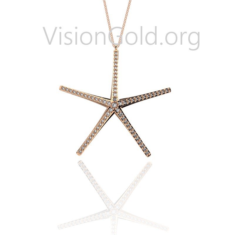 Летнее ожерелье с морской звездой|Впечатляющие украшения на шею|Золотое ожерелье с морской звездой