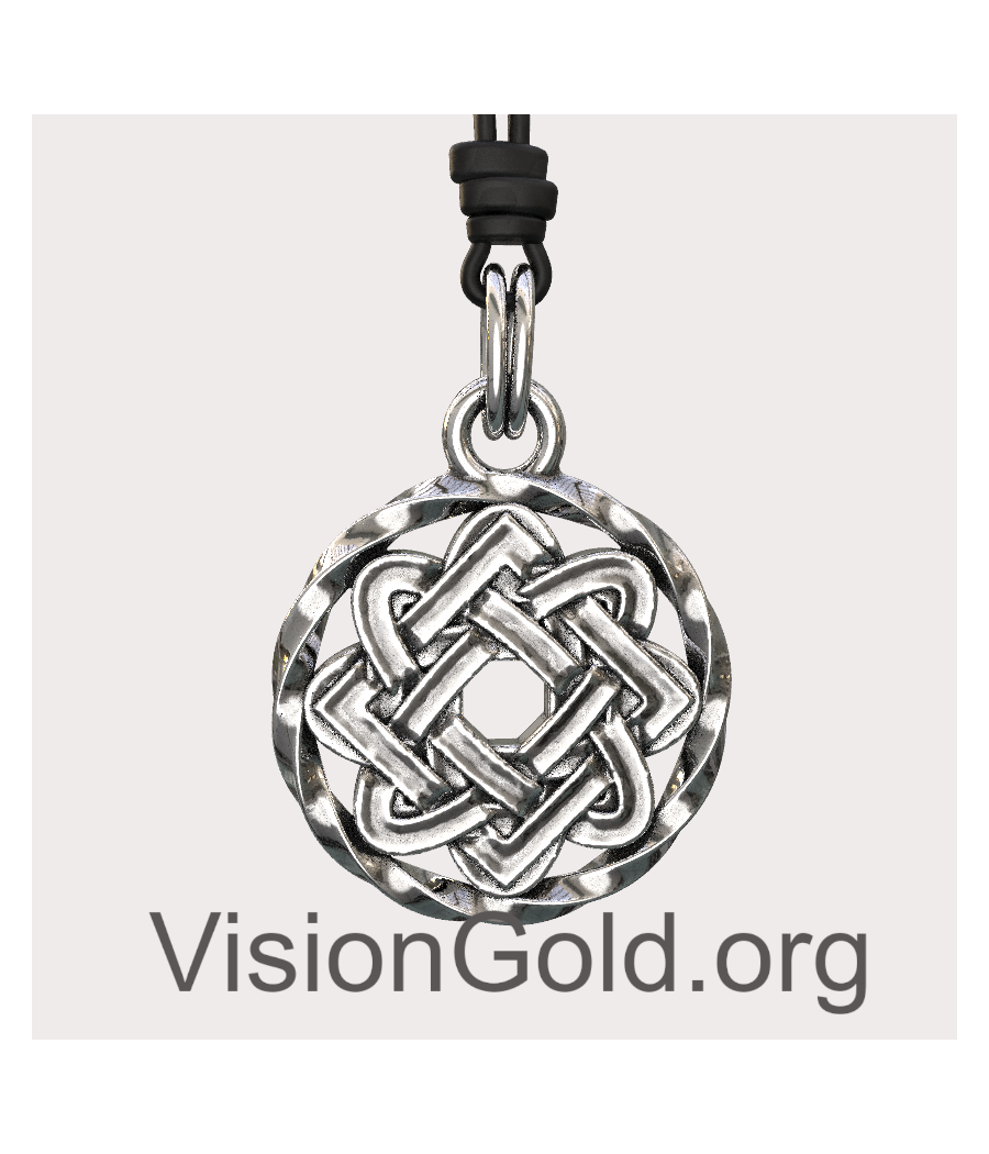 Celtic Knot Handmade Silver Men Pendant Necklace 0380