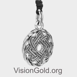 Celtic Knot Handmade Silver Men Pendant Necklace 0380