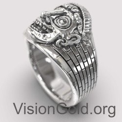 Anillo para hombre punk de cara única 0738