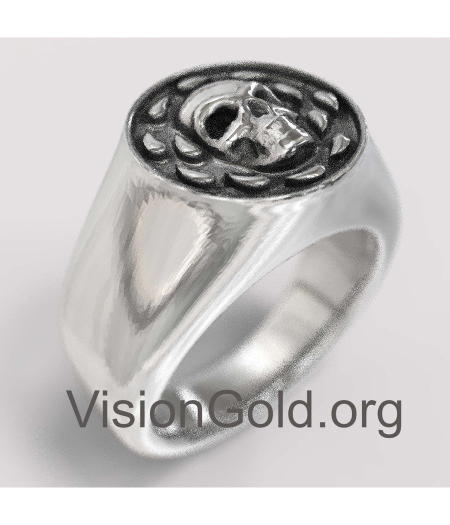 Anillo de calavera de plata Chevalier para hombre 0825