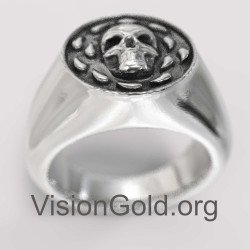 Anillo de calavera de plata Chevalier para hombre 0825