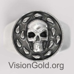 Mens Chevalier Silver Skull Ring 0825