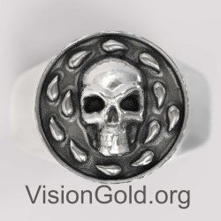 Мужское серебряное кольцо с черепом шевалье 0825