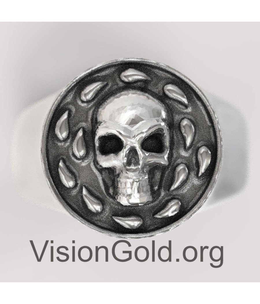 Mens Chevalier Silver Skull Ring 0825