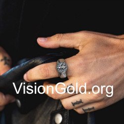 Мужское серебряное кольцо с черепом шевалье 0825