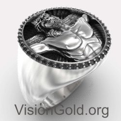 Premium Ανδρικό Δαχτυλίδι Με Τον Ιησού Χριστό - Χριστιανικό Δαχτυλίδι 0826P