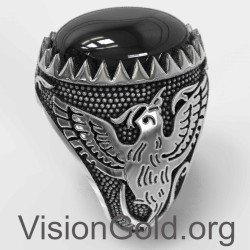 Black Onyx Gemstone Ring 0827