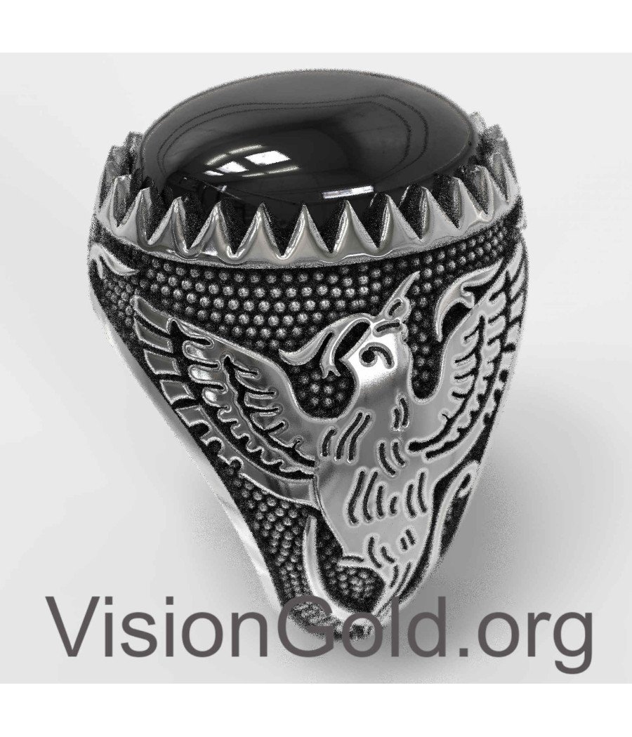 Herrenring mit ovalem schwarzem Stein 0827