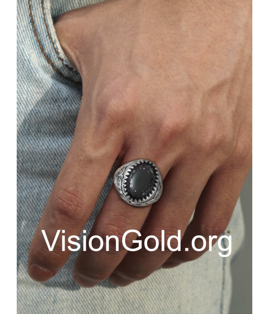 Black Onyx Gemstone Ring 0827