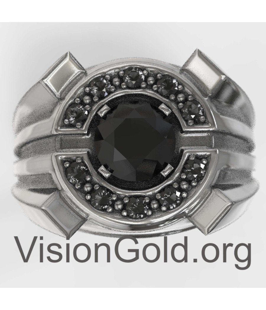 Elegant Men's Onyx Ring 0829