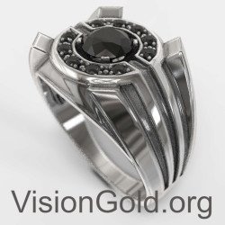 Elegant Men's Onyx Ring 0829