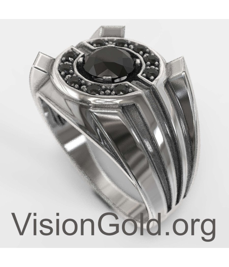 Elegant Men's Onyx Ring 0829