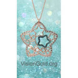 Collar único de estrella de plata y oro rosa 0149R