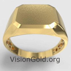 14K Solid Gold Signet Ring For Men 0837K