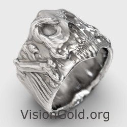 Мужское кольцо с серебряным пиратским черепом 0342