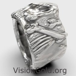 Anillo de plata con calavera pirata para hombre 0342