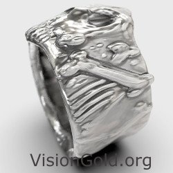 Silver Skull Pirate Band Ring For Men 0342