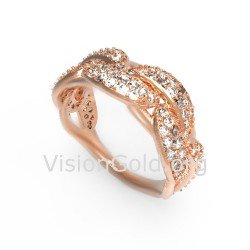 Стильное серебряное кольцо 925 пробы из серебра или золота с цирконовыми камнями 0001