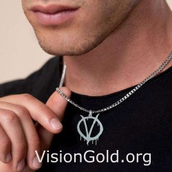 Men Necklace Pendant V For Vendetta 0091