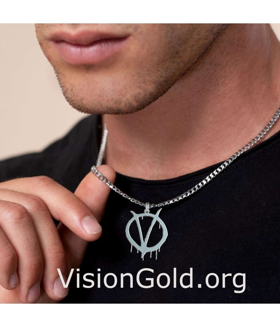 Men Necklace Pendant V For Vendetta 0091