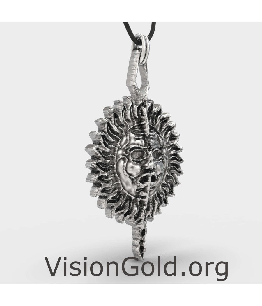 Colgante de plata de estilo envejecido Sun Men 0087