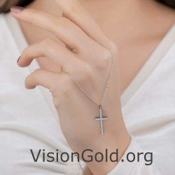 Collier Croix en or blanc 14k 0093L