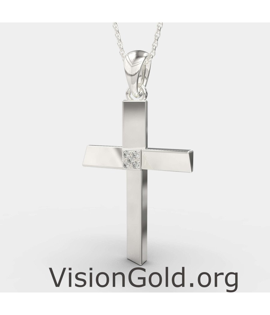 White Gold Elegant Women's Cross 0094L