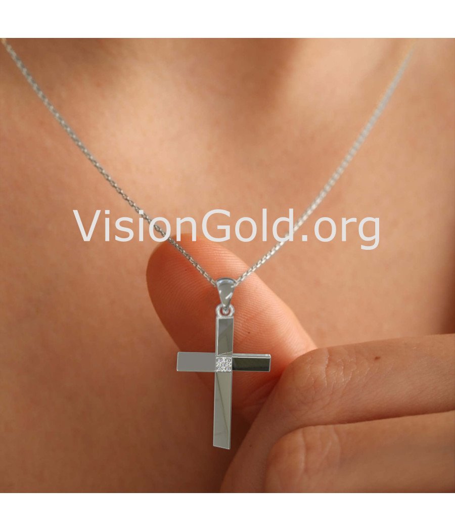 White Gold Elegant Women's Cross 0094L