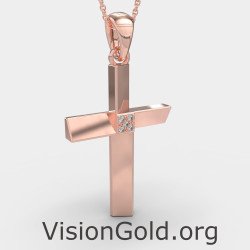 Elegante Cruz de Bautizo de Oro Rosa 0094R