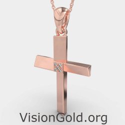 Elegante Cruz de Bautizo de Oro Rosa 0094R