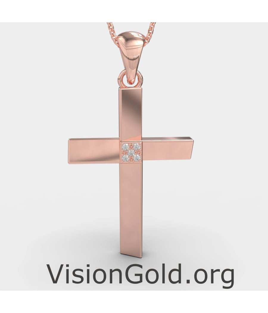 Elegantes Rose Gold Taufkreuz 0094R