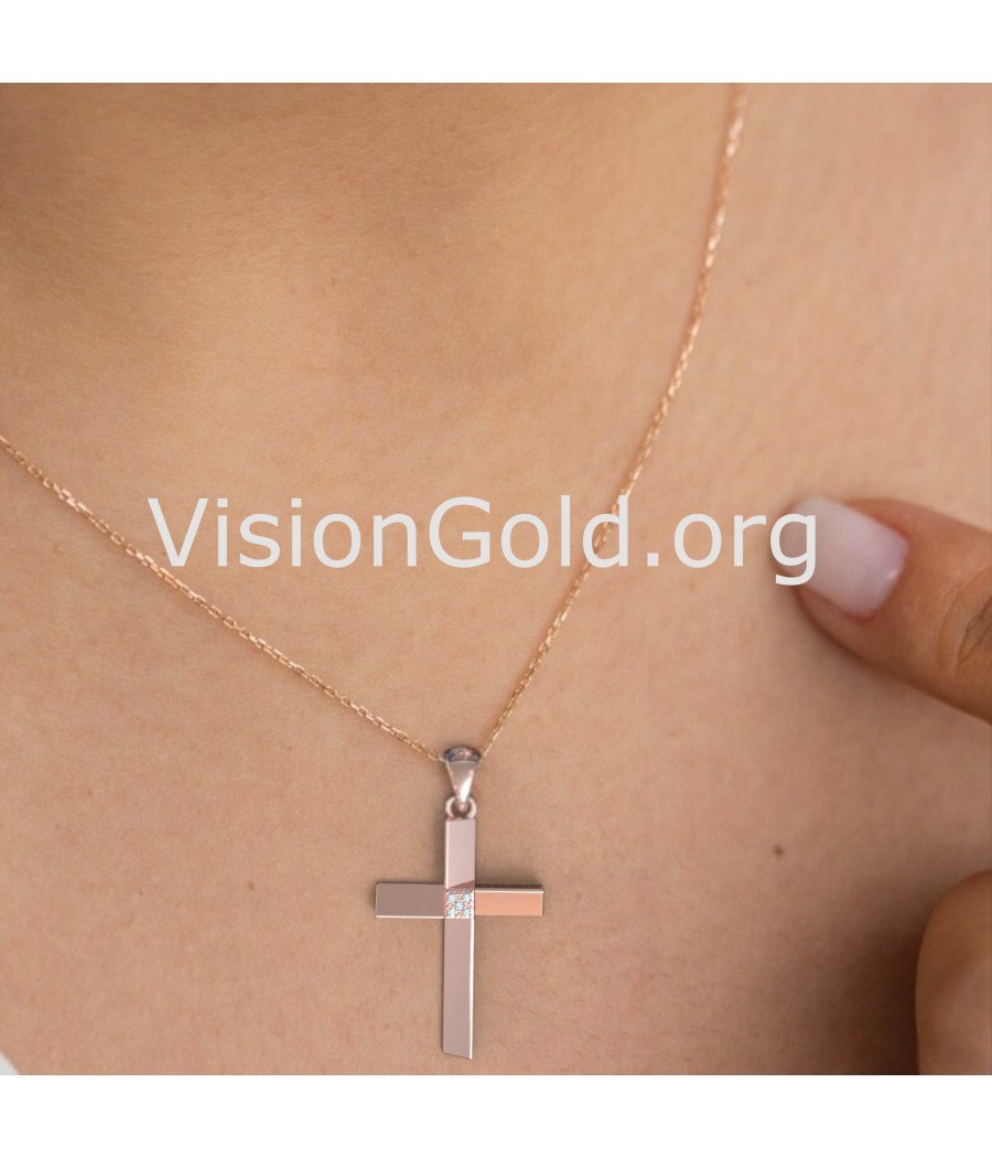 Elegantes Rose Gold Taufkreuz 0094R