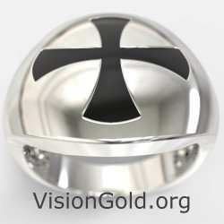 Δαχτυλίδι Σεβαλιέ Σταυρός Λευκόχρυσο 0473L