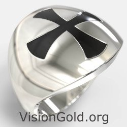 Δαχτυλίδι Σεβαλιέ Σταυρός Λευκόχρυσο 0473L