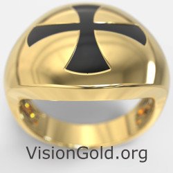 Chevalier Gelbgold Kreuz Signet Ring 0473K