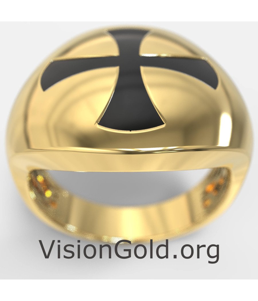 Chevalier Gelbgold Kreuz Signet Ring 0473K