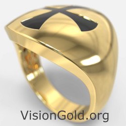 Chevalier Gelbgold Kreuz Signet Ring 0473K