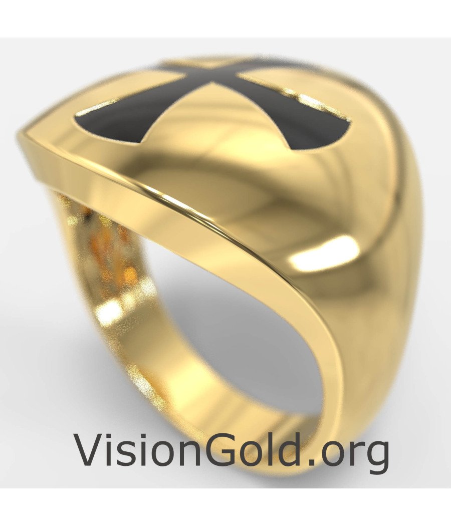 Chevalier Gelbgold Kreuz Signet Ring 0473K