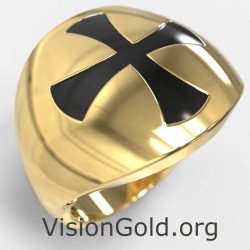 Кольцо с крестом из желтого золота Chevalier 0473K