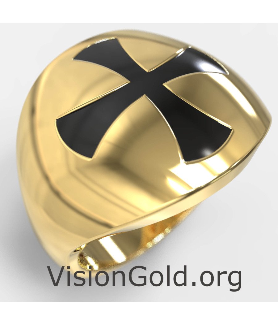 Chevalier Gelbgold Kreuz Signet Ring 0473K