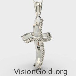 Детское крестильное ожерелье из белого золота 0098L