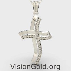 Children's Christening White Gold Cross Necklace 0098L