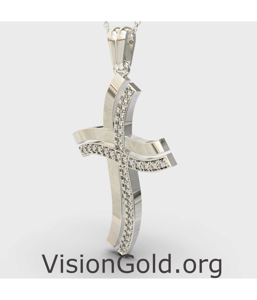 Детское крестильное ожерелье из белого золота 0098L