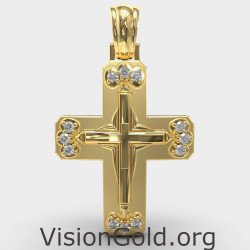 Orthodox Cross Christening Baptism 14K Yellow Gold 0140K