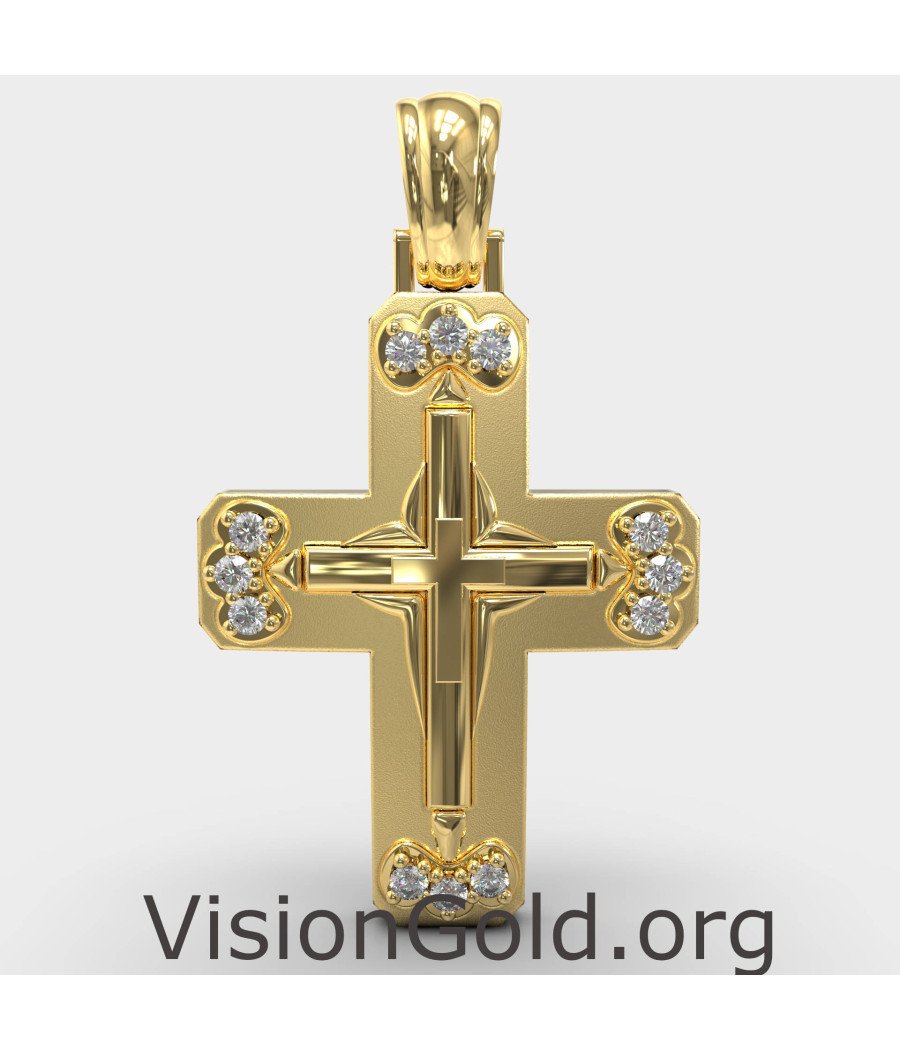 Православный Крест Крещение 14K Желтое Золото 0140K