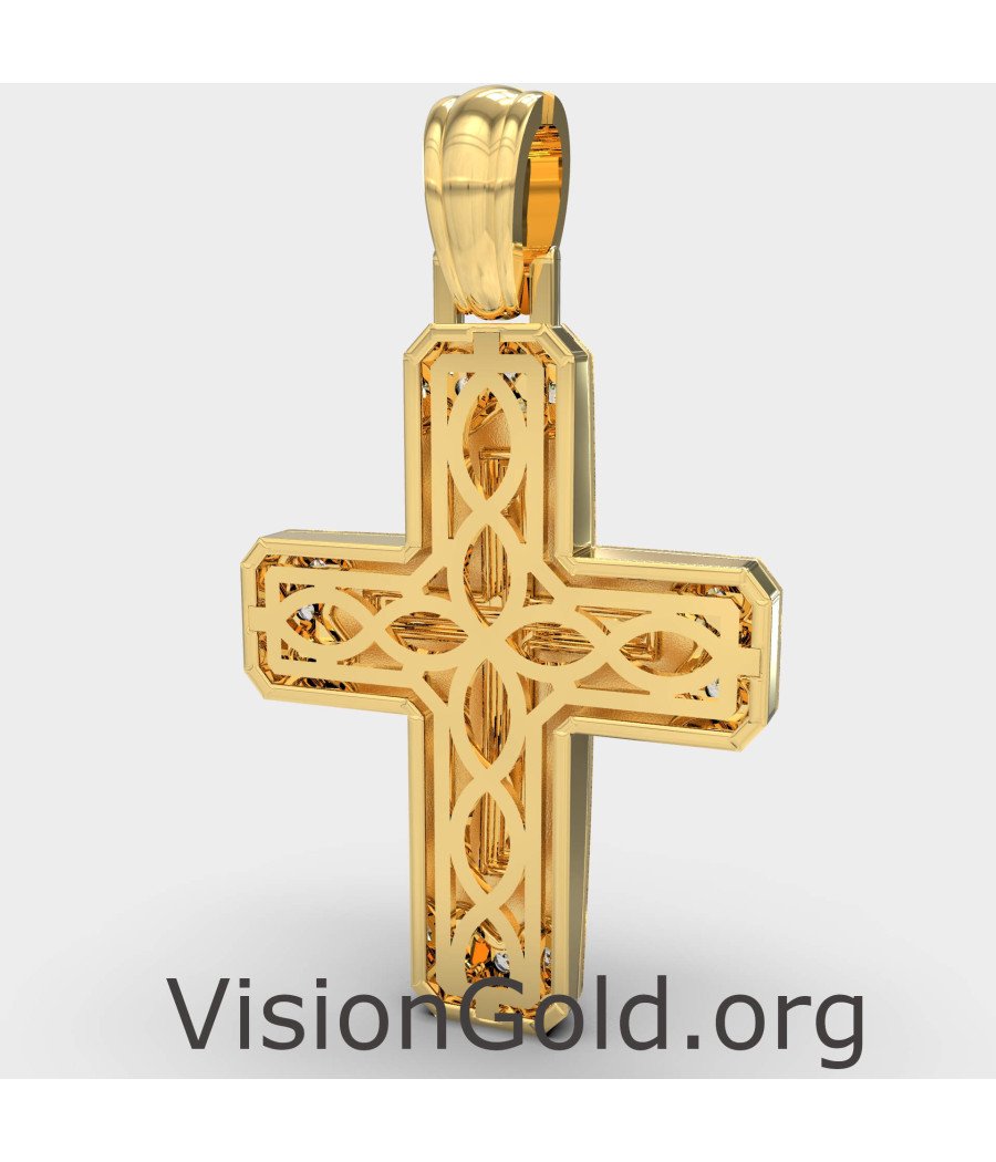 Православный Крест Крещение 14K Желтое Золото 0140K
