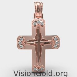 Rose Gold Christening Cross 0140R