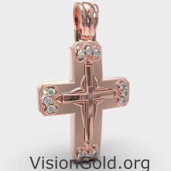 Крестик для крещения из розового золота 0140R