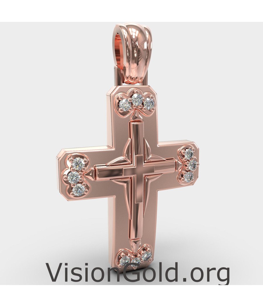 Rose Gold Taufe Kreuz 0140R